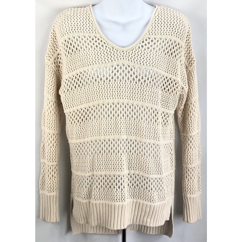 Universal thread Crochet CoverUp sweater M Ivory Asymmetrical Beach CottageCore